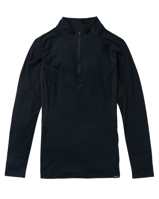 Burton Women's Phayse Merino Quarter-Zip First Layer - True Black Shirts & Tops - Trojan Wake Ski Snow