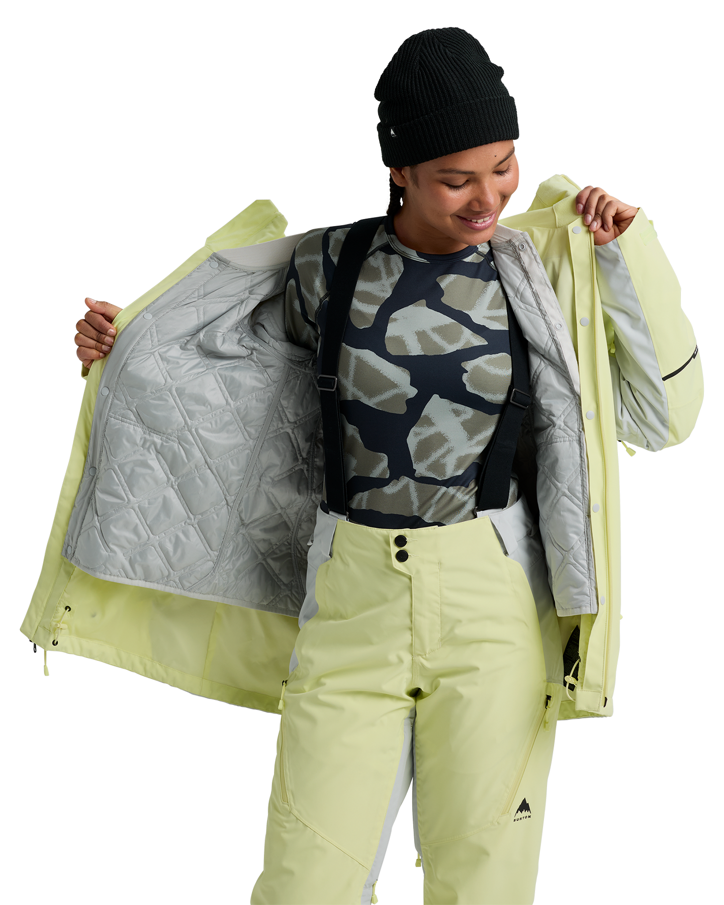 Burton Women's Reserve 2L 3-In-1 Snow Jacket - Glow Yellow Green/Gray Cloud Women's Snow Jackets - Trojan Wake Ski Snow