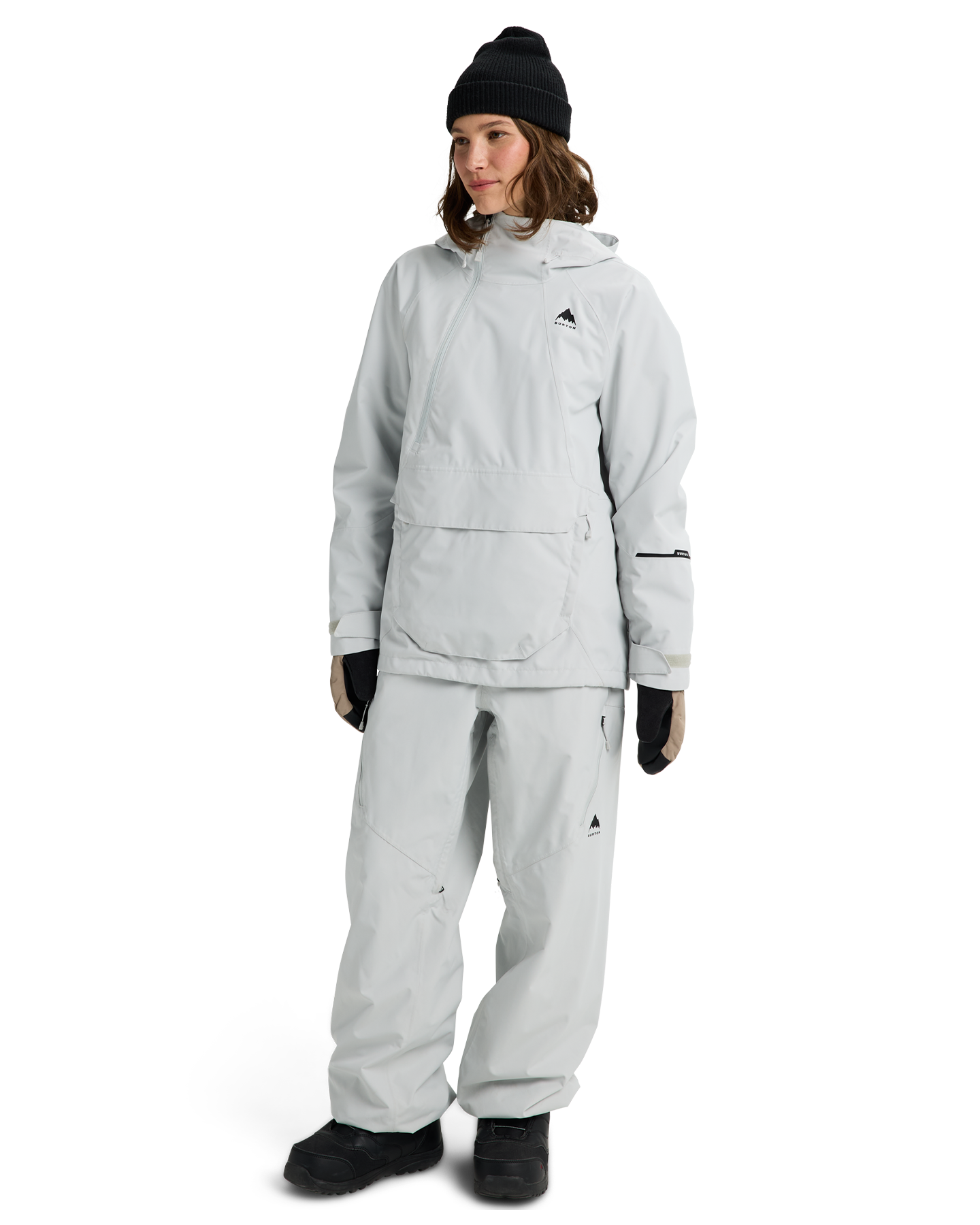 Burton Women's Reserve 2L Relaxed Snow Anorak - Gray Cloud Women's Snow Jackets - Trojan Wake Ski Snow