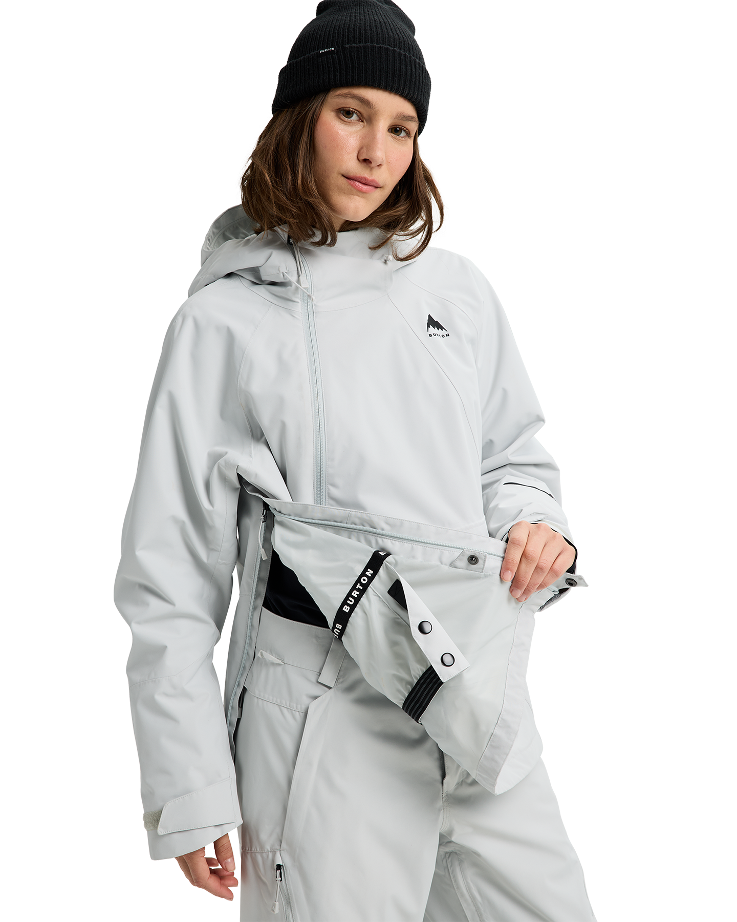 Burton Women's Reserve 2L Relaxed Snow Anorak - Gray Cloud Women's Snow Jackets - Trojan Wake Ski Snow