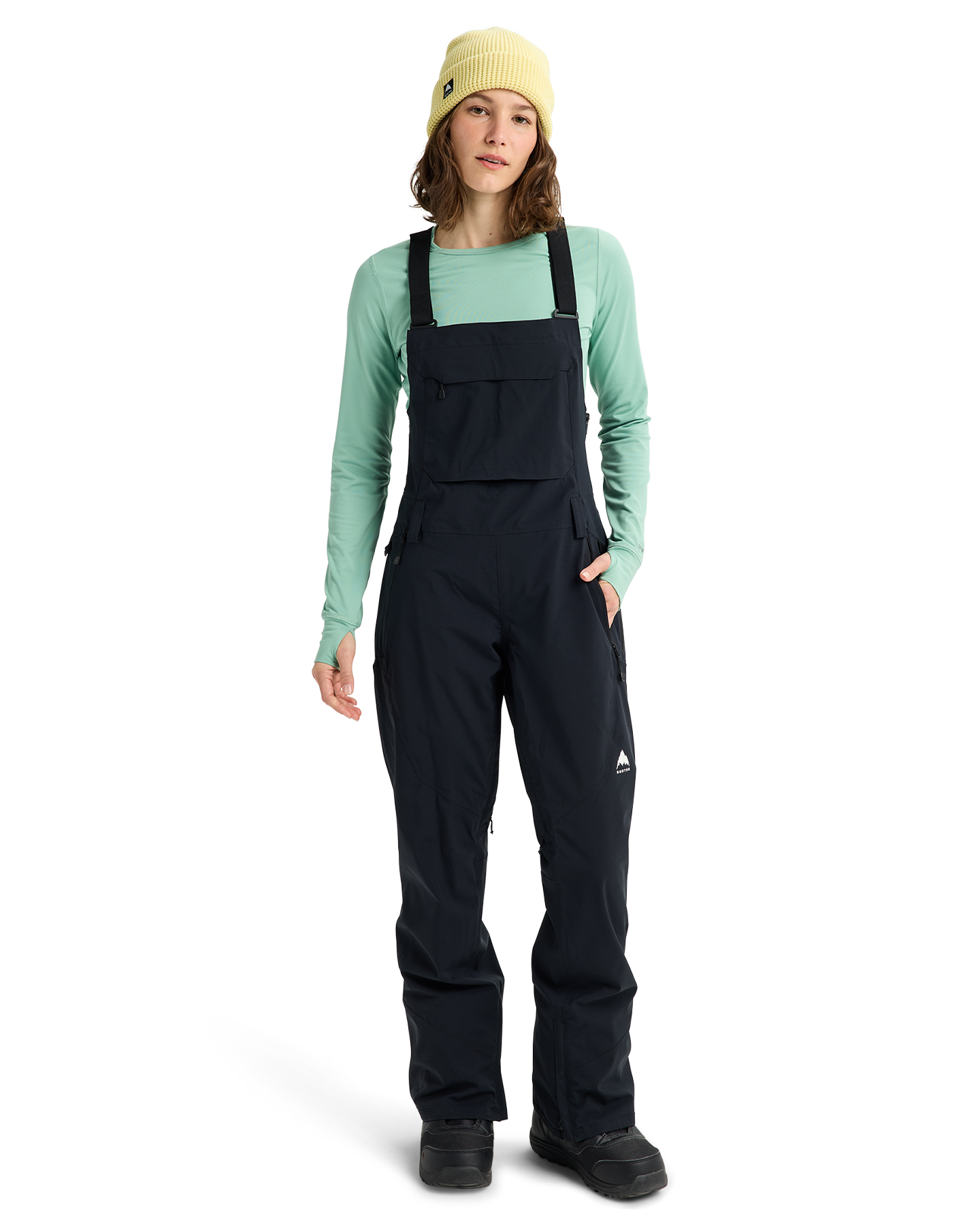 Burton Women's Reserve 2L Stretch Snow Bib Pants - True Black Women's Snow Bibs - Trojan Wake Ski Snow