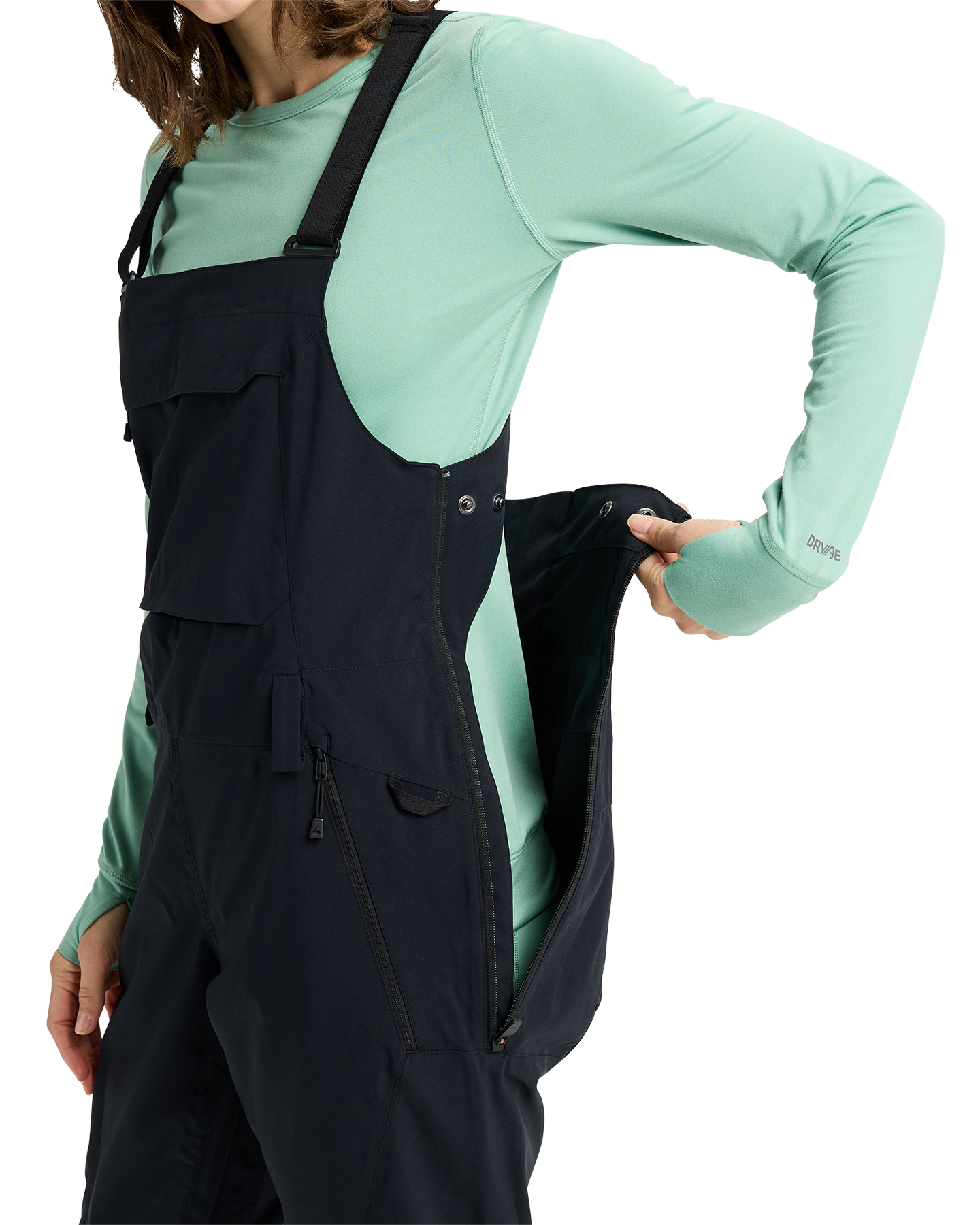 Burton Women's Reserve 2L Stretch Snow Bib Pants - True Black Women's Snow Bibs - Trojan Wake Ski Snow
