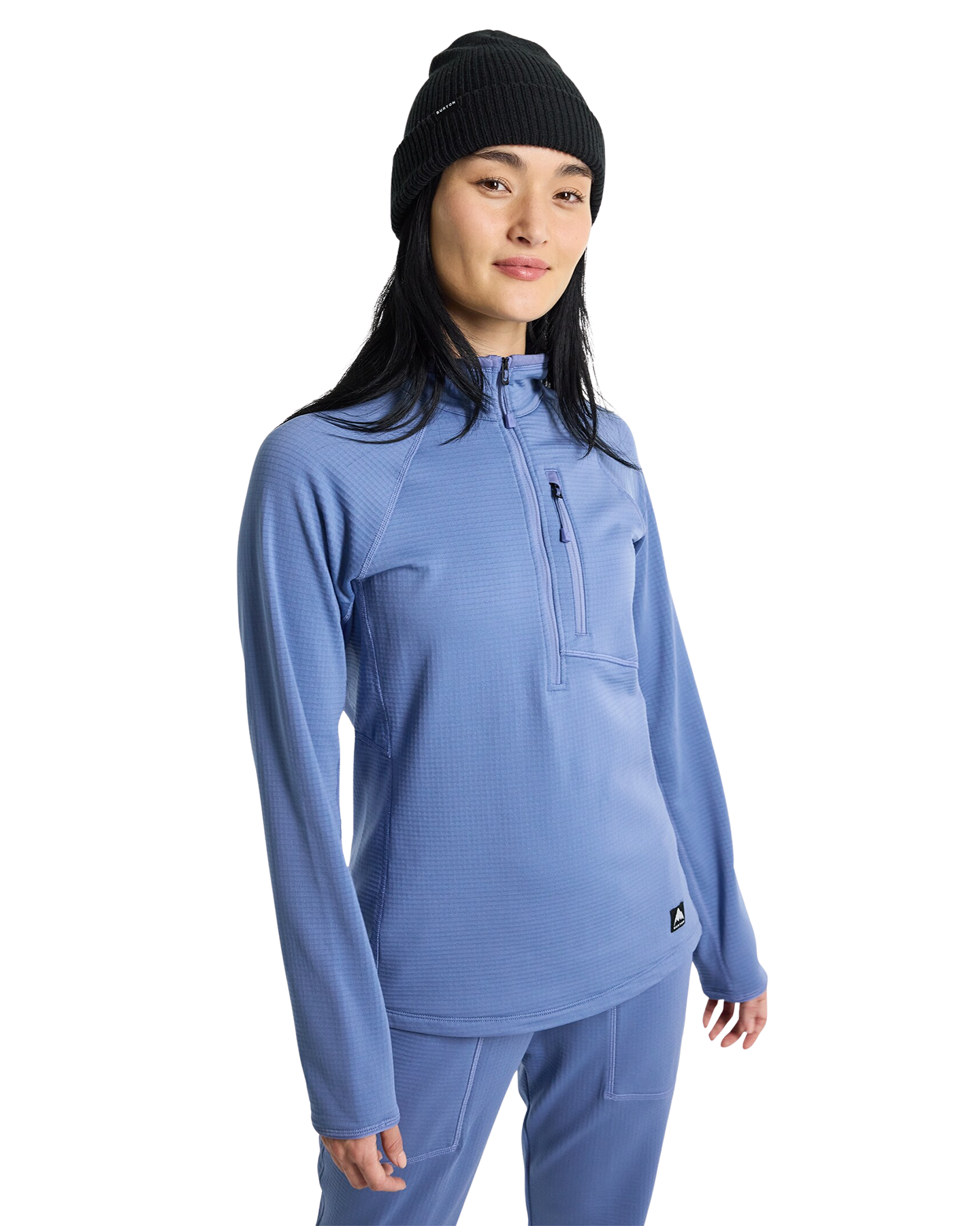 Burton Women's Stockrun Grid Half-Zip Fleece - Slate Blue (L) Women's Fleece - Trojan Wake Ski Snow