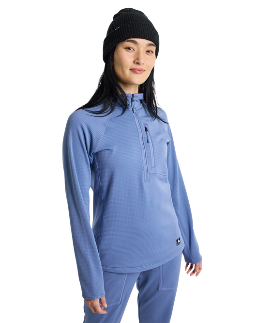 Burton Women's Stockrun Grid Half-Zip Fleece - Slate Blue (L) Women's Fleece - Trojan Wake Ski Snow