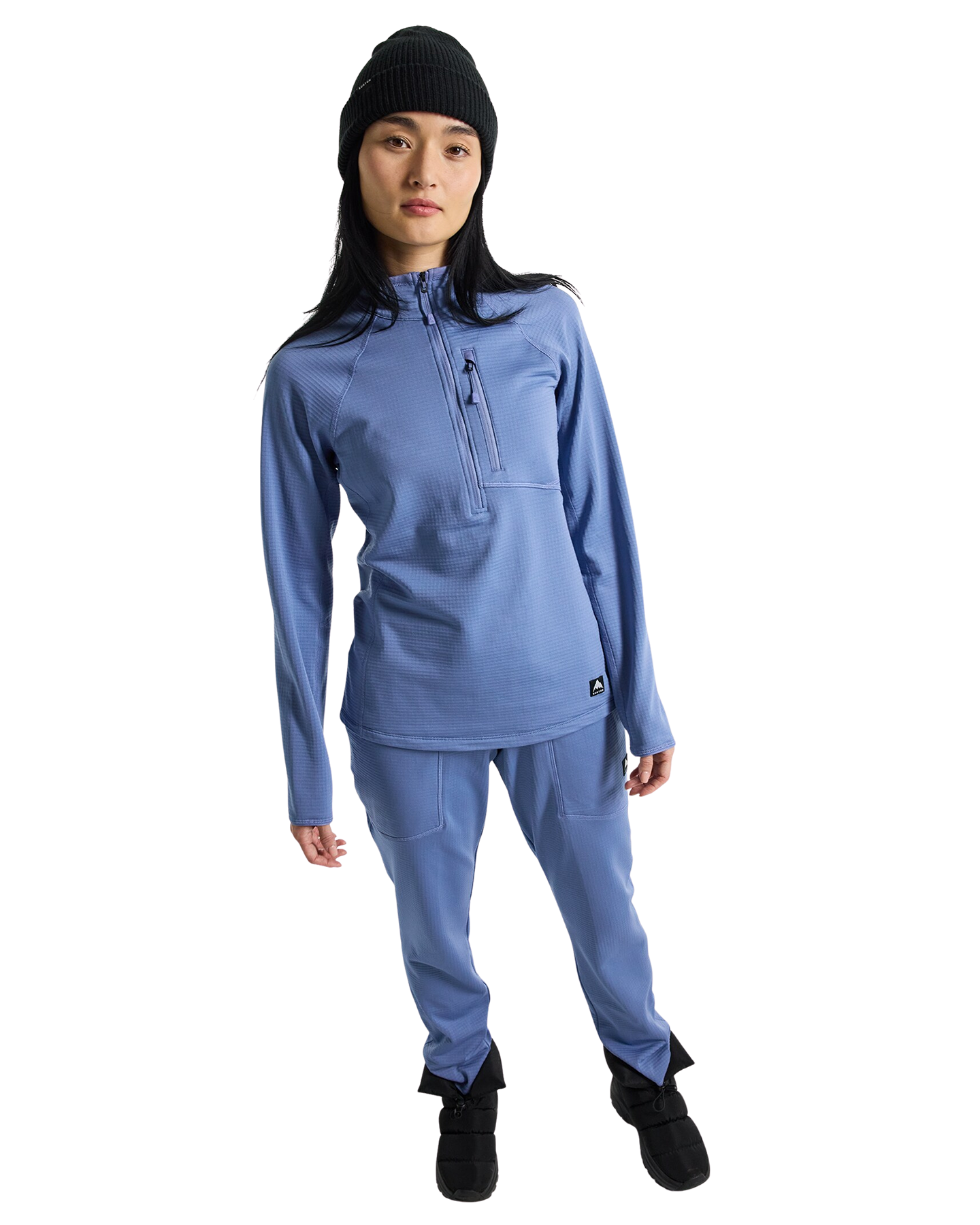 Burton Women's Stockrun Grid Half-Zip Fleece - Slate Blue (L) Women's Fleece - Trojan Wake Ski Snow