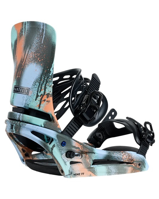 Burton X Mine77 Men's Cartel X Est® Snowboard Bindings - True Black / Spray Paint - 2024 Snowboard Bindings - Mens - Trojan Wake Ski Snow