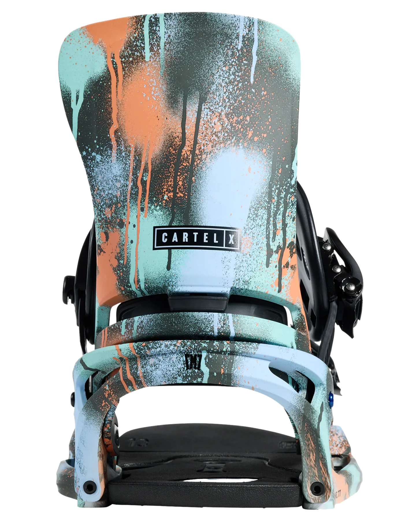 Burton X Mine77 Men's Cartel X Est® Snowboard Bindings - True Black / Spray Paint - 2024 Snowboard Bindings - Mens - Trojan Wake Ski Snow
