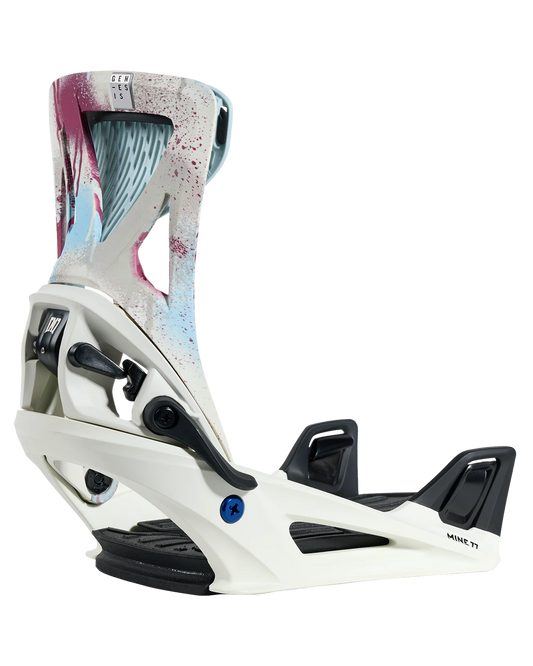 Burton X Mine77 Men's Step On® Genesis Snowboard Bindings - Stour White / Spray Paint - 2024 Snowboard Bindings - Mens - Trojan Wake Ski Snow