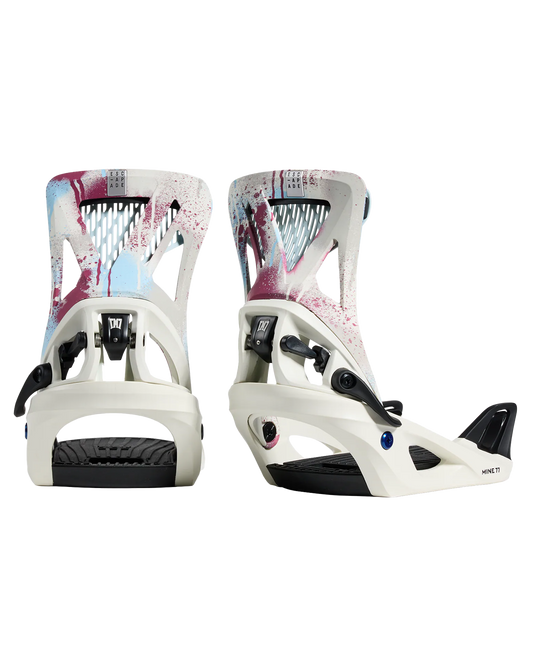 Burton X Mine77 Women's Step On® Escapade Snowboard Bindings - Stour White / Spray Paint - 2024 Women's Snowboard Bindings - Trojan Wake Ski Snow