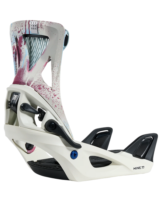 Burton X Mine77 Women's Step On® Escapade Snowboard Bindings - Stour White / Spray Paint - 2024 Women's Snowboard Bindings - Trojan Wake Ski Snow