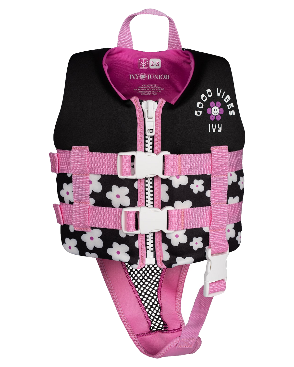 Ivy Junior Girls Vest - Black Flowers