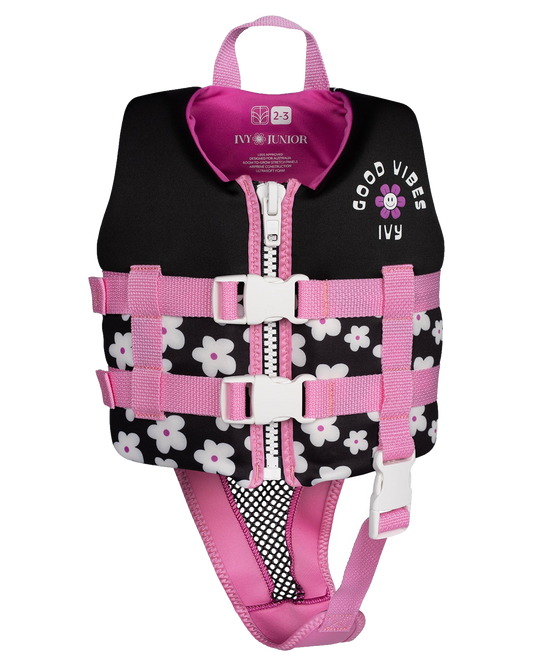 Ivy Junior Girls Vest - Black Flowers