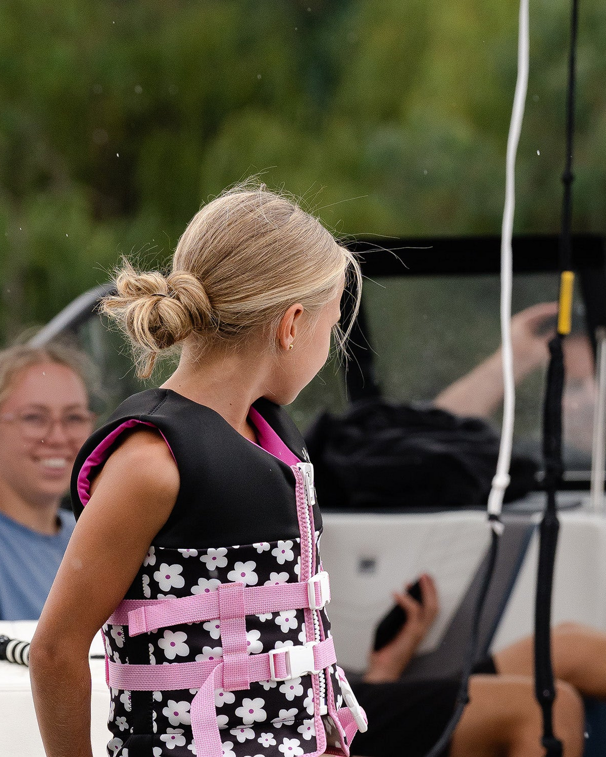 Ivy Junior Girls Vest - Black Flowers