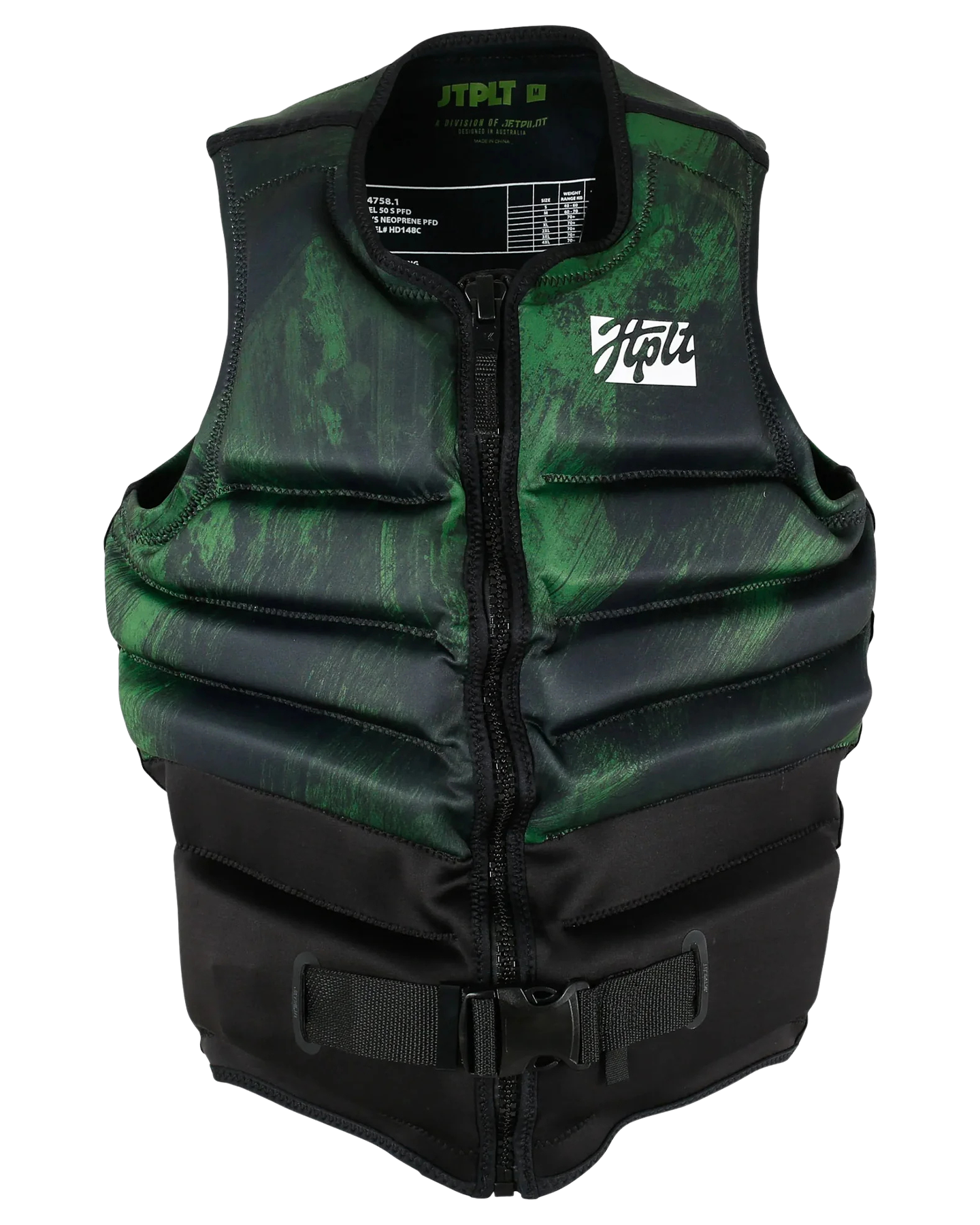 Jetpilot Men's Phase Hyperflex F/E Eco Vest - Green Life Jackets - Trojan Wake Ski Snow