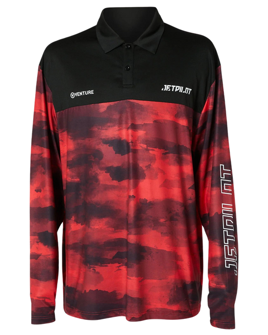Jetpilot Venture Men's LS Fishing Polo - Red Camo Men's L/S Tees - Trojan Wake Ski Snow