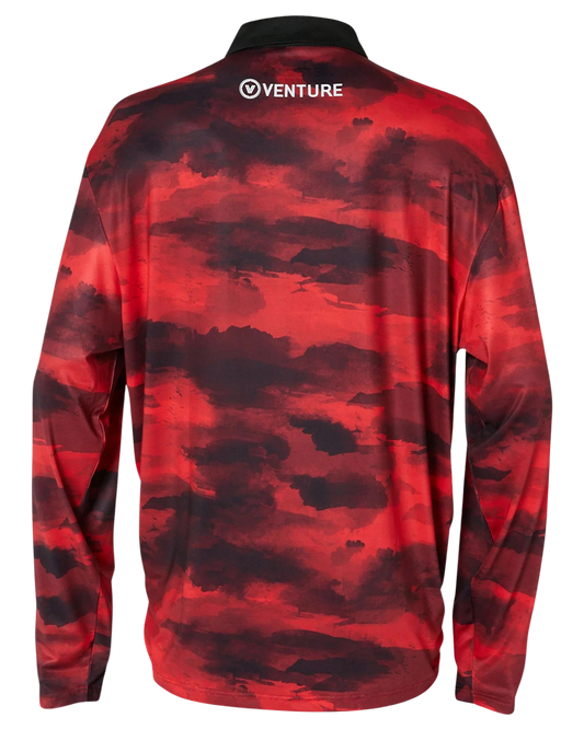 Jetpilot Venture Men's LS Fishing Polo - Red Camo Men's L/S Tees - Trojan Wake Ski Snow
