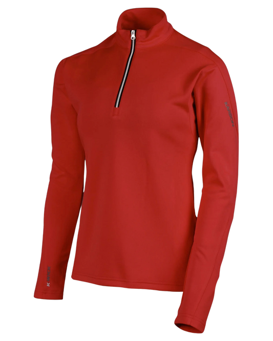 Karbon Women's Shift 1/4 Zip Mid-Layer Top - Red Print Thermals - Trojan Wake Ski Snow