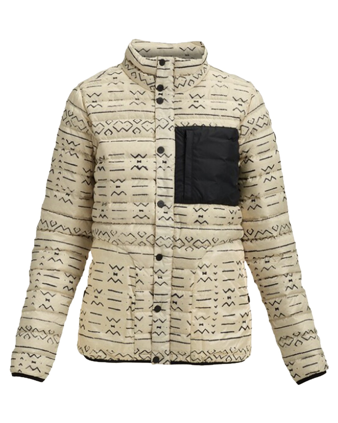 Burton Evergreen Women's Insulated Collar Down Snow Jacket - Canvas Bogolanfini / True Black Women's Jackets - Trojan Wake Ski Snow