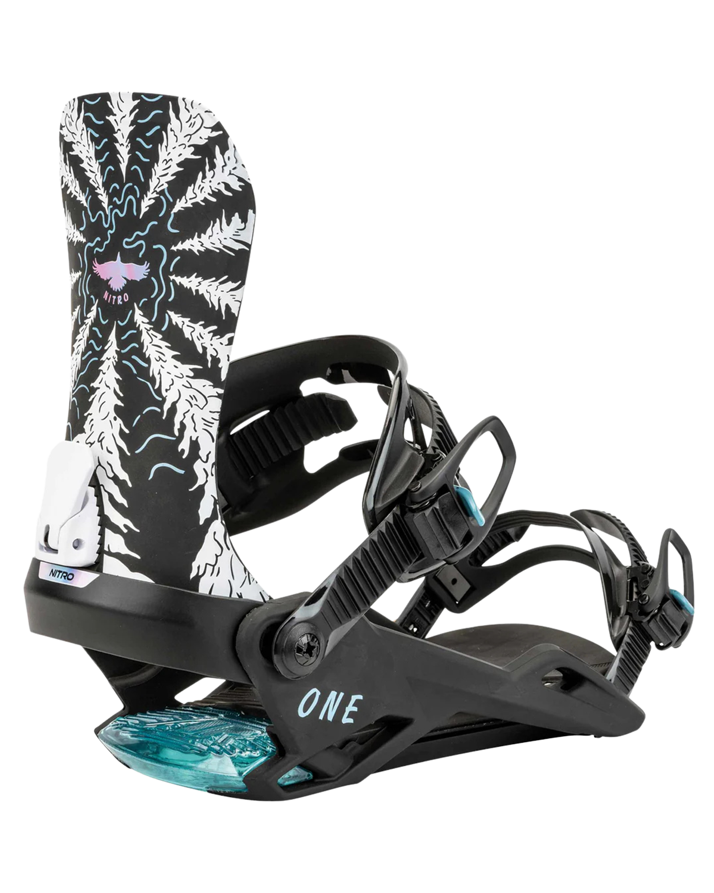 Nitro One Snowboard Bindings - Raven Unisex Snowboard Bindings - Trojan Wake Ski Snow