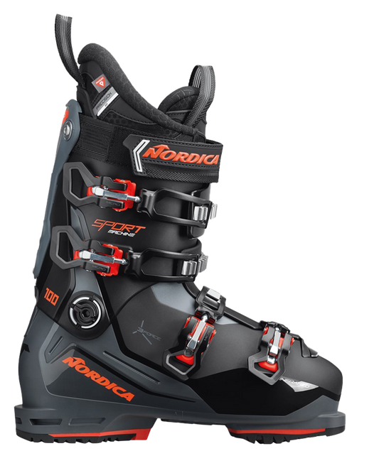 Nordica Sportmachine 3 100 (GW) Ski Boots - Black/Grey/Red - 2023 Men's Snow Ski Boots - Trojan Wake Ski Snow
