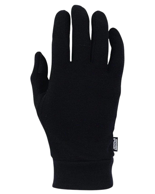 POW Gloves Kids' Merino Wool Glove Liners - Black Kids' Snow Glove Liners - Trojan Wake Ski Snow