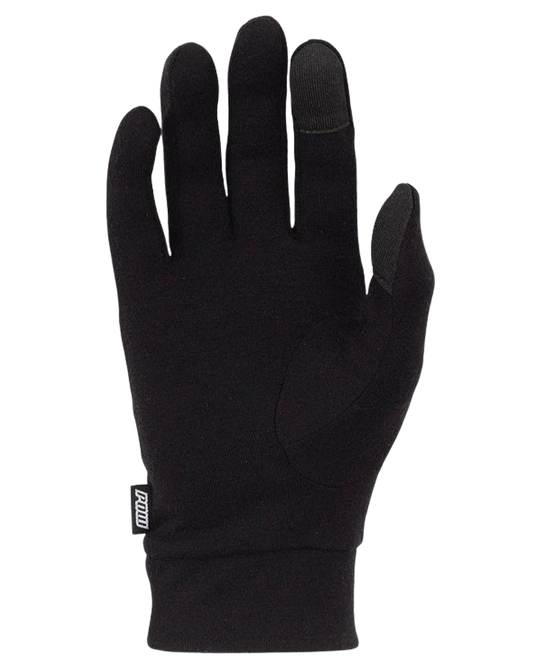 POW Gloves Kids' Merino Wool Glove Liners - Black Kids' Snow Glove Liners - Trojan Wake Ski Snow