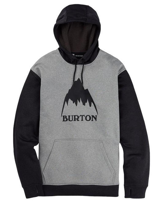 Burton Men's Oak Pullover Hoodie - Gray Heather/True Black Hoodies & Sweatshirts - Trojan Wake Ski Snow