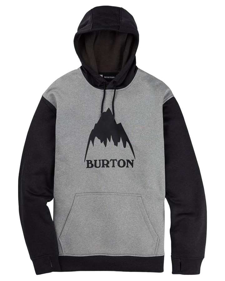 Burton Men's Oak Pullover Hoodie - Gray Heather/True Black Hoodies & Sweatshirts - Trojan Wake Ski Snow