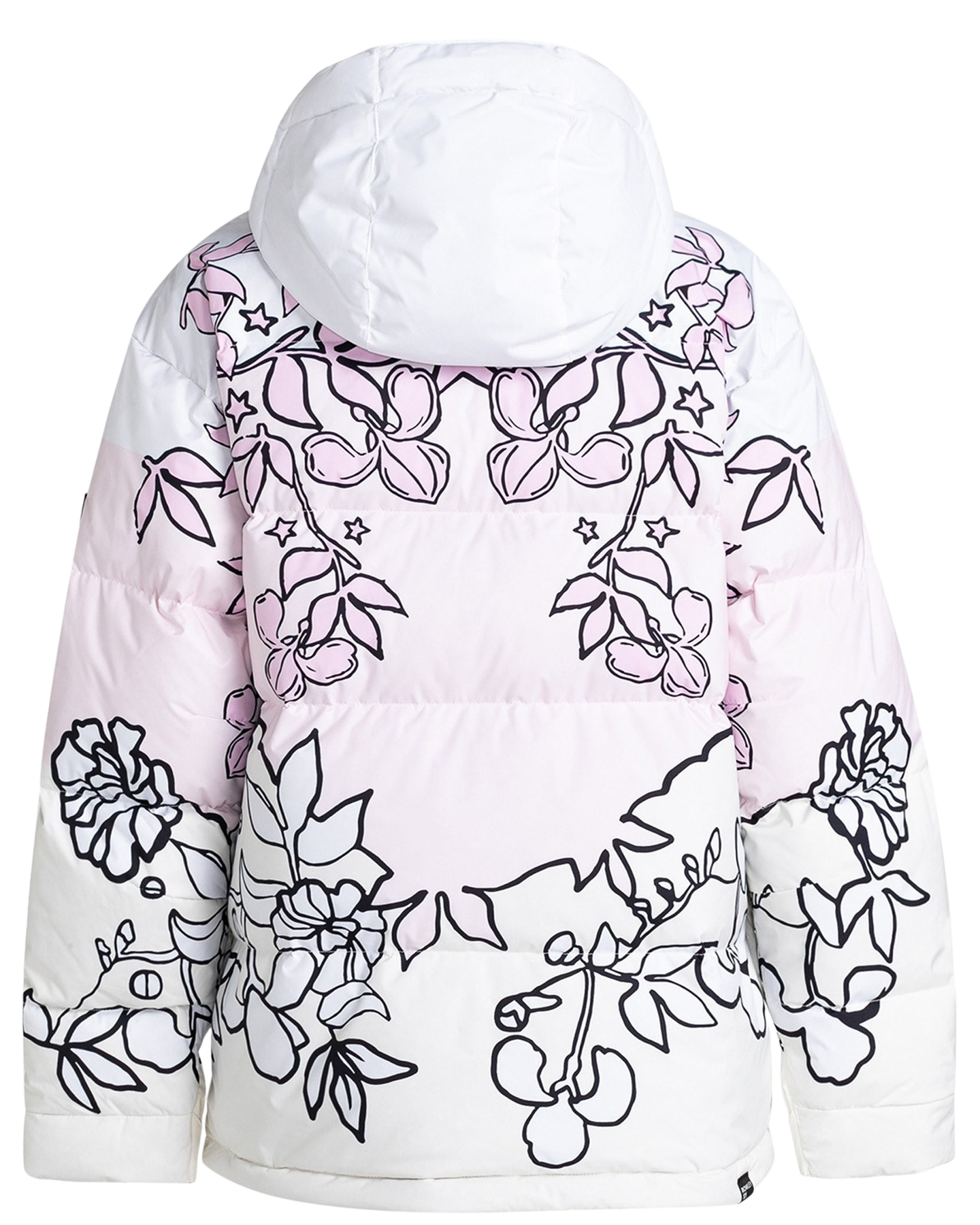 Roxy X Rowley Women's Technical Puffer Snow Jacket - Bright White / Laurel Floral Women's Snow Jackets - Trojan Wake Ski Snow