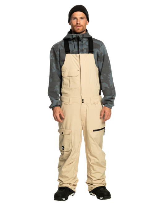 Quiksilver Men's Utility Technical Snow Bib Pants - Pale Khaki Men's Snow Bibs - Trojan Wake Ski Snow