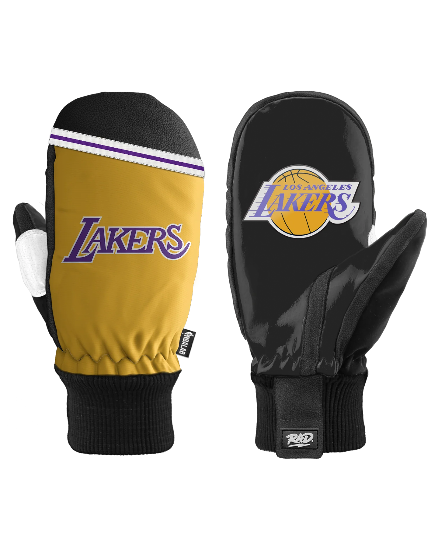 RAD Men's NBA Classic Snow Mittens - Los Angeles Lakers Men's Snow Mittens - Trojan Wake Ski Snow