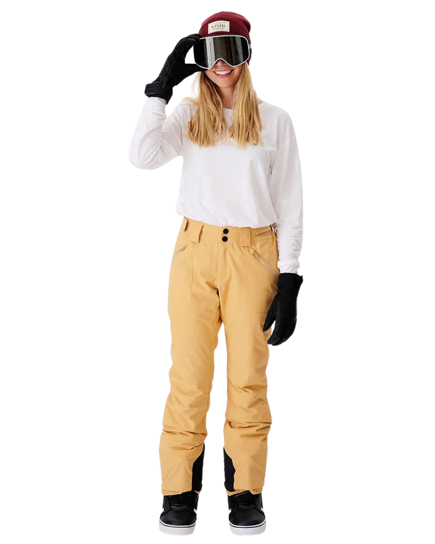 Rip Curl Rider High Waist Pant Women's 10K/10K - Sand - 2023 Women's Snow Pants - Trojan Wake Ski Snow