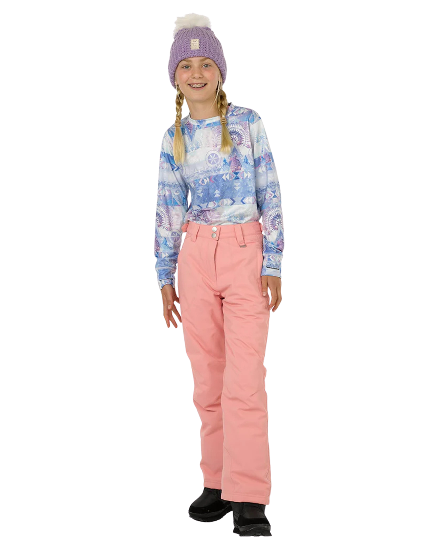 Rojo BF4EVA Girl's Snow Pant - Pink Icing - 2023 Kids' Snow Pants - Trojan Wake Ski Snow