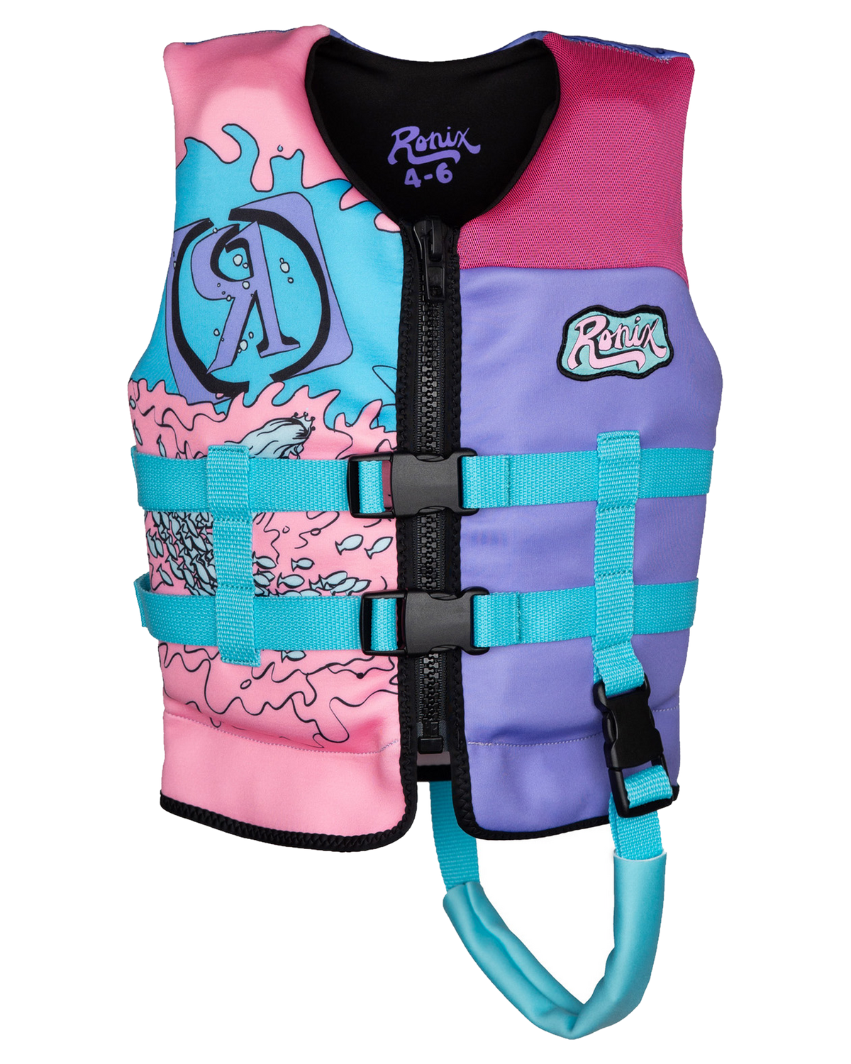 Ronix August L50s Girls Life Jacket - Pink/Blue/Purple