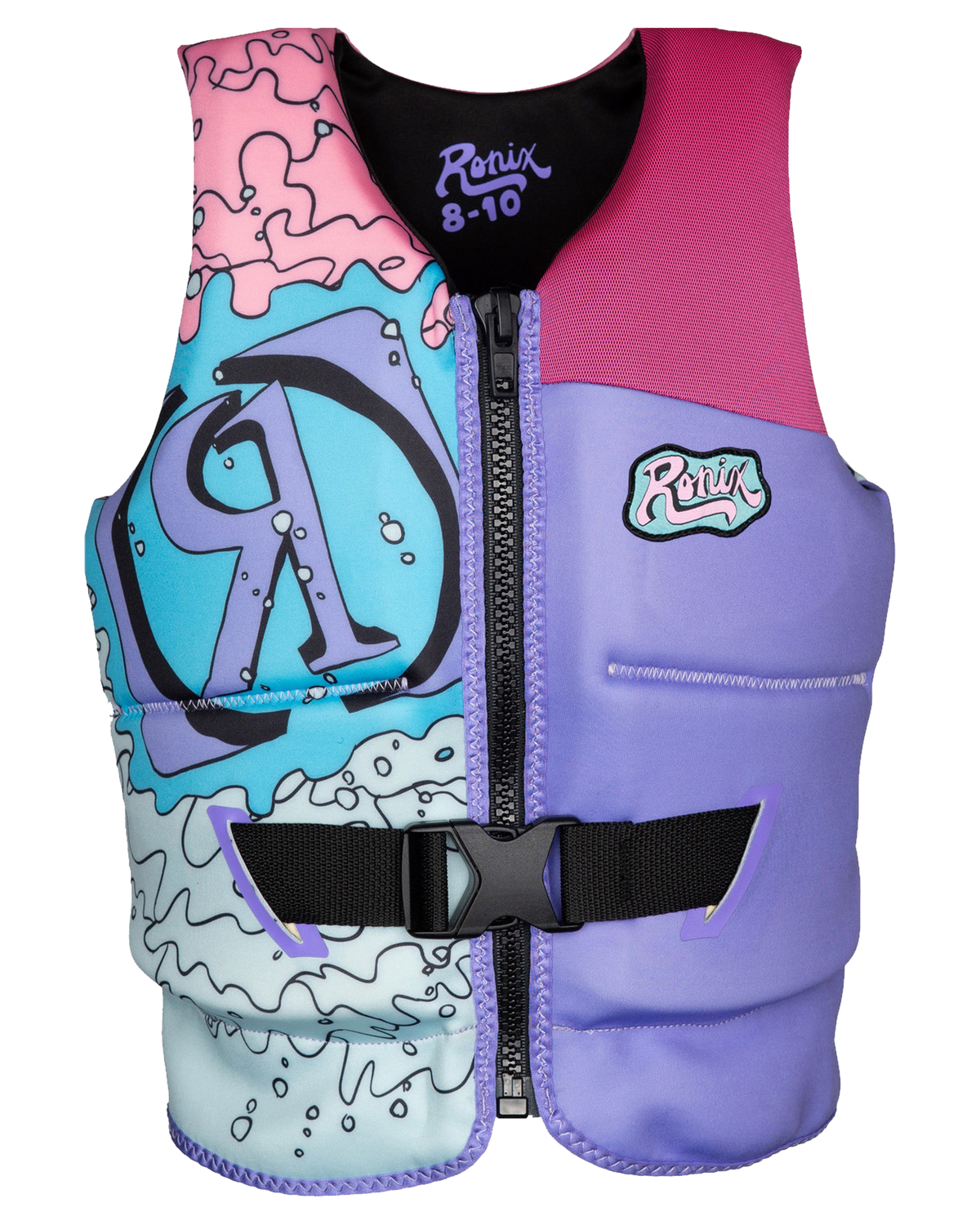Ronix August L50s Girls Life Jacket - Pink/Blue/Purple