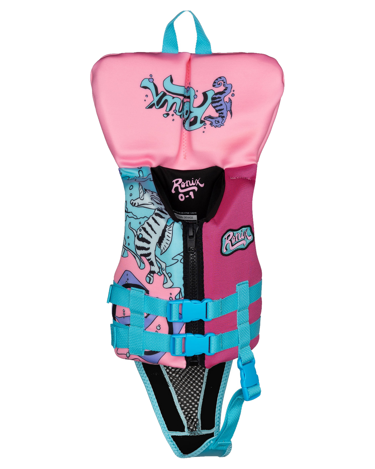 Ronix August L50s Girls Life Jacket W/ Collar - Pink/Blue/Purple