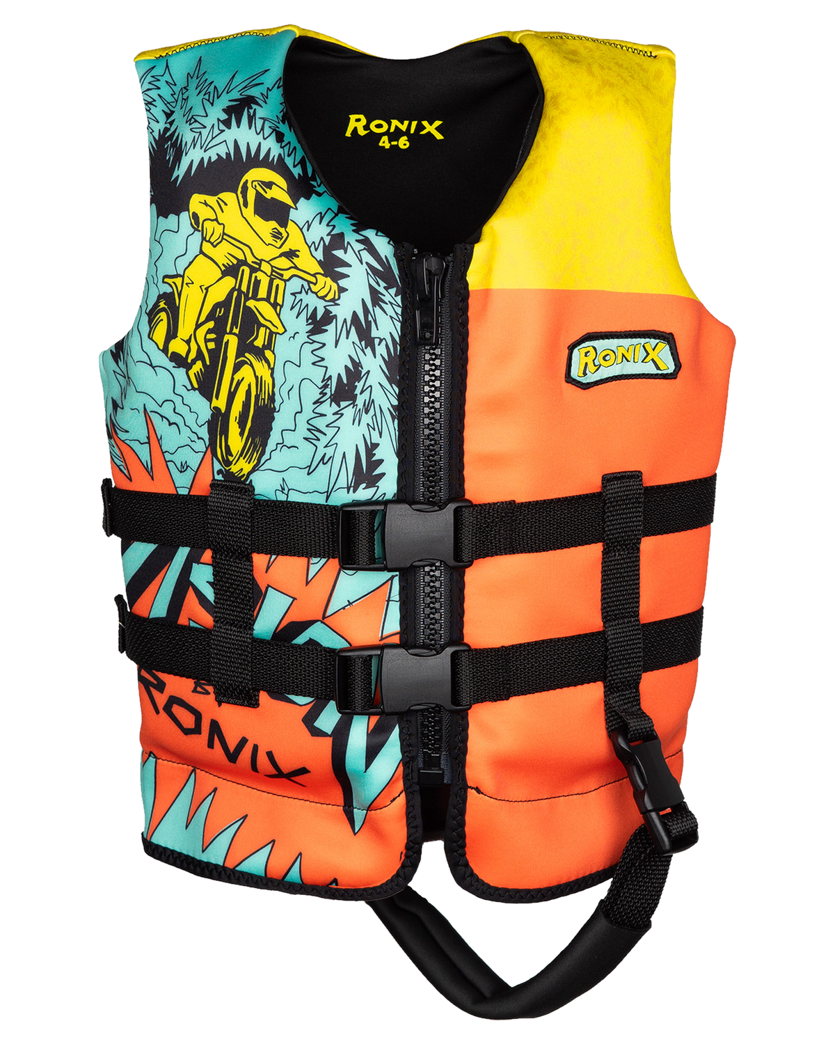 Ronix Vision L50s Boys Life Jacket - Blue/Orange/Yellow