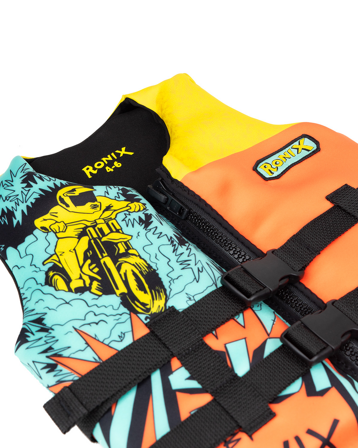 Ronix Vision L50s Boys Life Jacket - Blue/Orange/Yellow