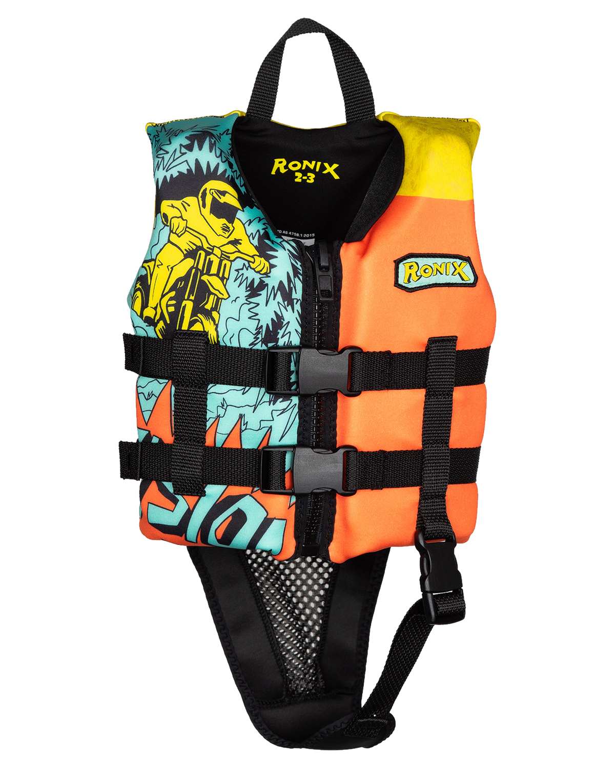 Ronix Vision L50s Boys Life Jacket - Blue/Orange/Yellow