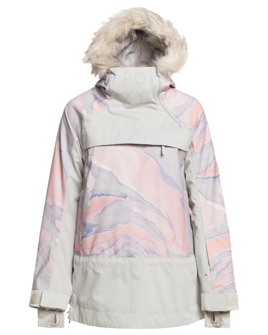 Roxy Chloe Kim Overhead Women's Snow Jacket - Gray Violet Marble - (Size M) Women's Snow Jackets - Trojan Wake Ski Snow