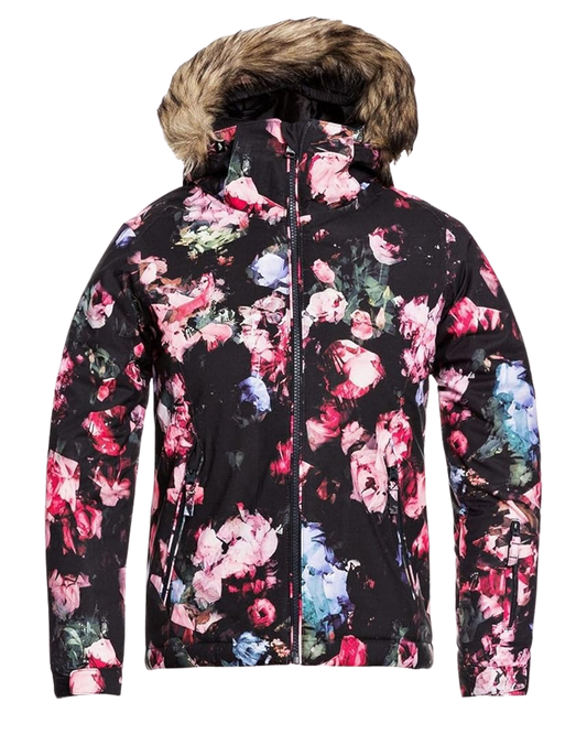 Roxy Kids' American Pie Snow Jacket - Black Flowers Kids' Snow Jackets - Trojan Wake Ski Snow
