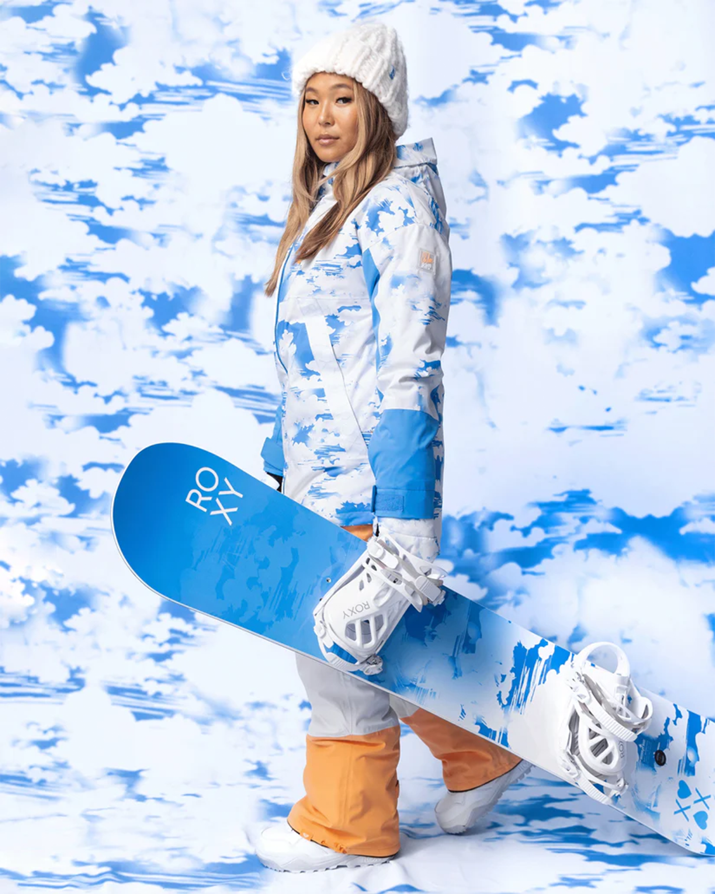 Roxy Women's Chloe Kim Technical Snow Jacket - Azure Blue Clouds Women's Snow Jackets - Trojan Wake Ski Snow
