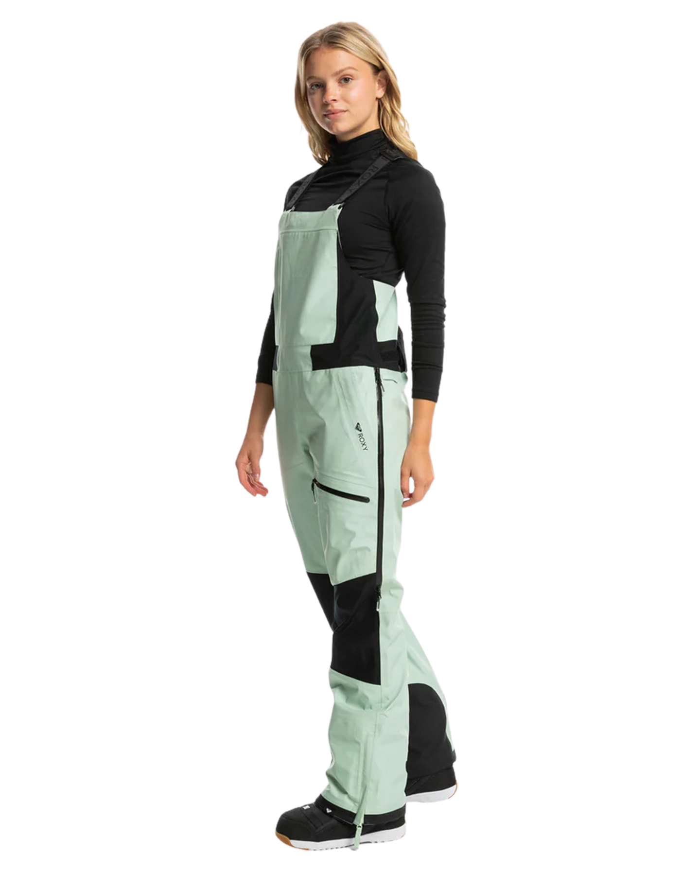 Roxy Women's GORE-TEX® Lunalite 3L Technical Snow Bib Pants - Cameo Green Women's Snow Bibs - Trojan Wake Ski Snow