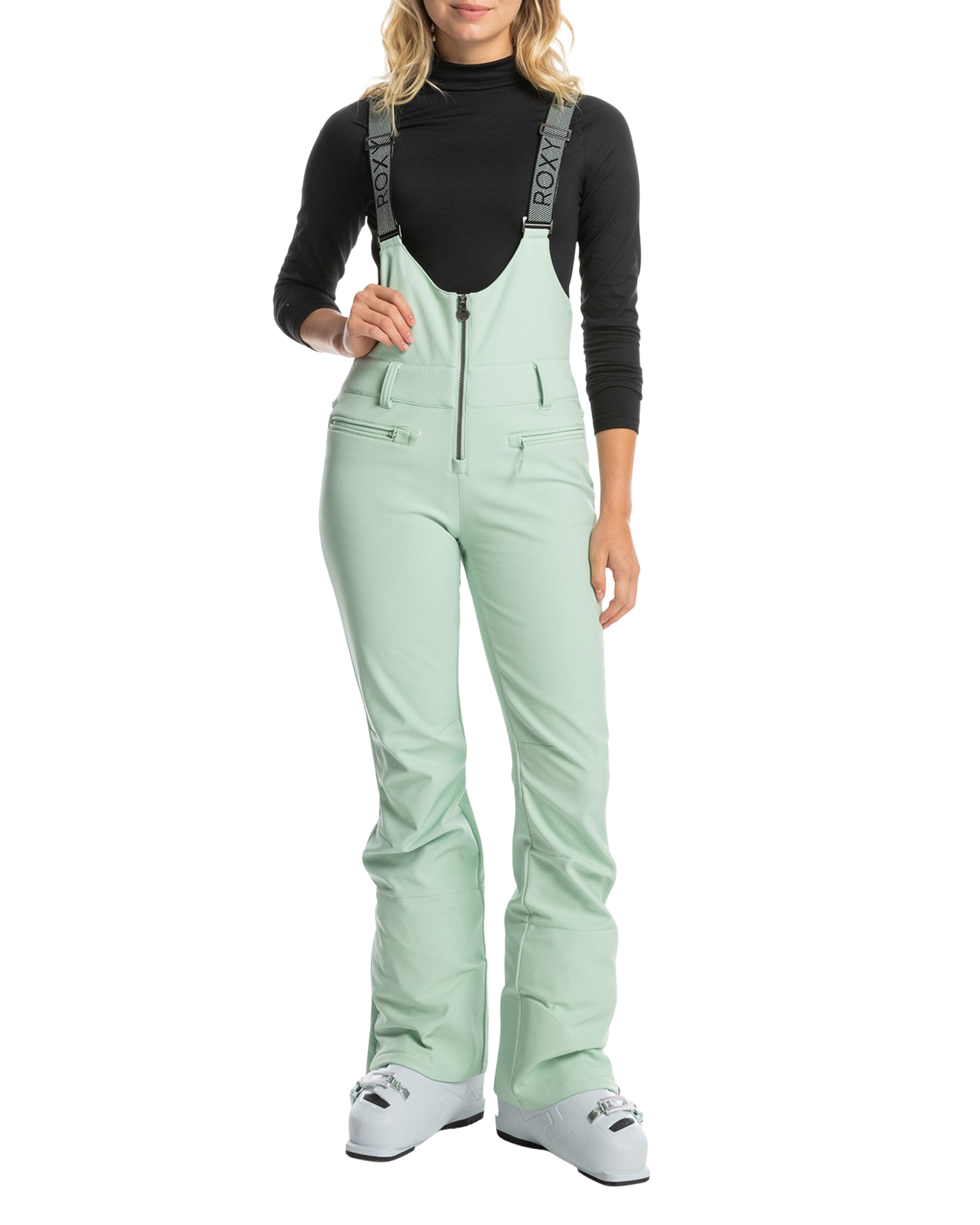 Roxy Women's Summit Technical Snow Bib Pants - Cameo Green Women's Snow Bibs - Trojan Wake Ski Snow