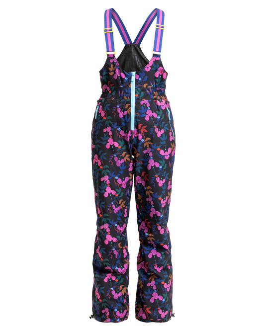 Roxy X Rowley Women's Insulated Technical Snow Bib Pants - True Black / Darkreds Floral Women's Snow Bibs - Trojan Wake Ski Snow