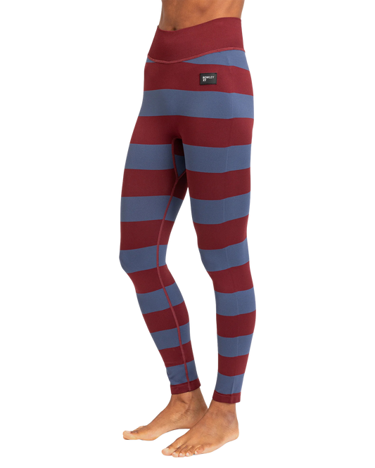 Roxy X Rowley Women's Seamless Technical Leggings - Insignia Blue / Bico Stripes - Xs/S Thermals - Trojan Wake Ski Snow