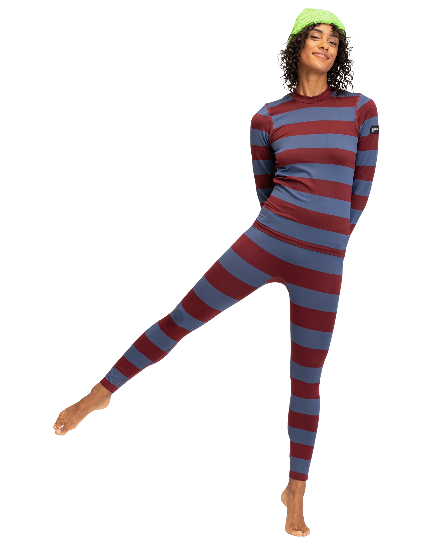 Roxy X Rowley Women's Seamless Technical Leggings - Insignia Blue / Bico Stripes - Xs/S Thermals - Trojan Wake Ski Snow