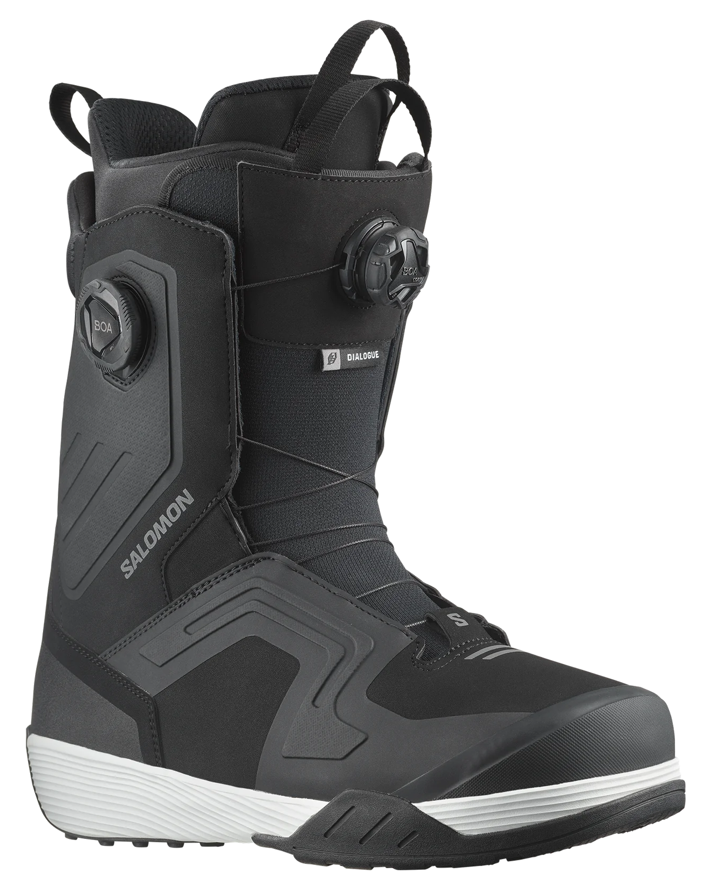 Salomon Dialogue Dual Boa Snowboard Boots - Black / Black / White - 2024 Snowboard Boots - Mens - Trojan Wake Ski Snow