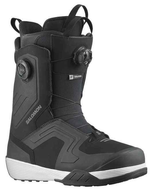 Salomon Dialogue Dual Boa Snowboard Boots - Black / Black / White - 2024 Men's Snowboard Boots - Trojan Wake Ski Snow
