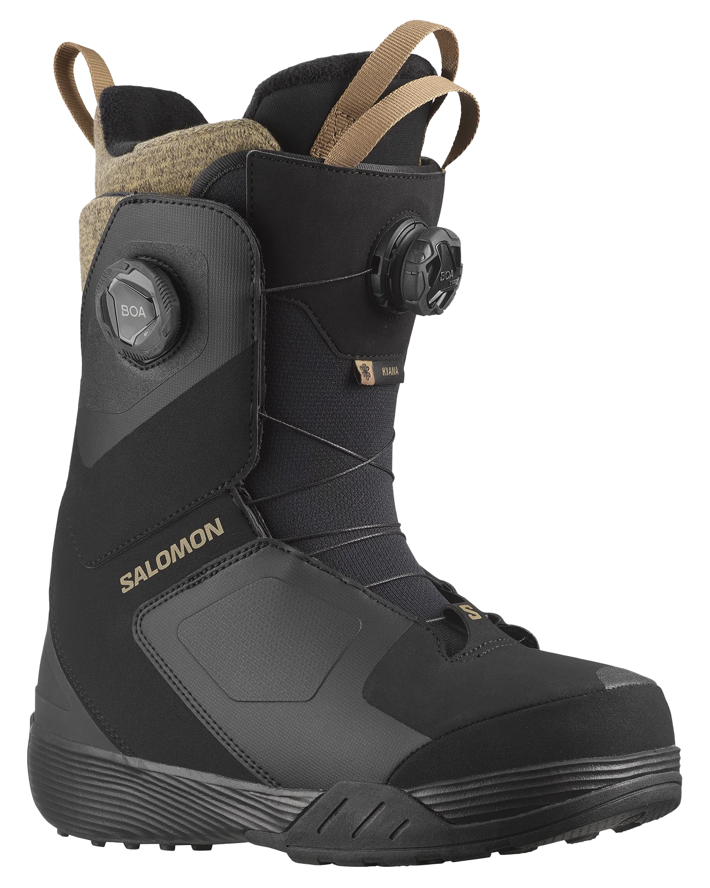 Salomon Women's Kiana Dual Boa Snowboard Boots - Black / Black / Sepia Tint - 2024 Women's Snowboard Boots - Trojan Wake Ski Snow